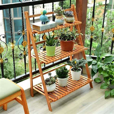 Home Home Garden Garden D Cor Wood Bamboo Metal Shelf Flower Pot