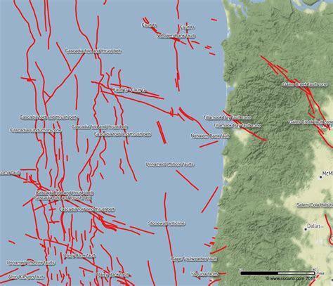 Coastal Oregon Fault Map Cascadia Fold Fault Zone Map