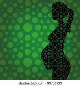 Stock Vektor Pregnant Naked Woman Silhouette Illustration Bez