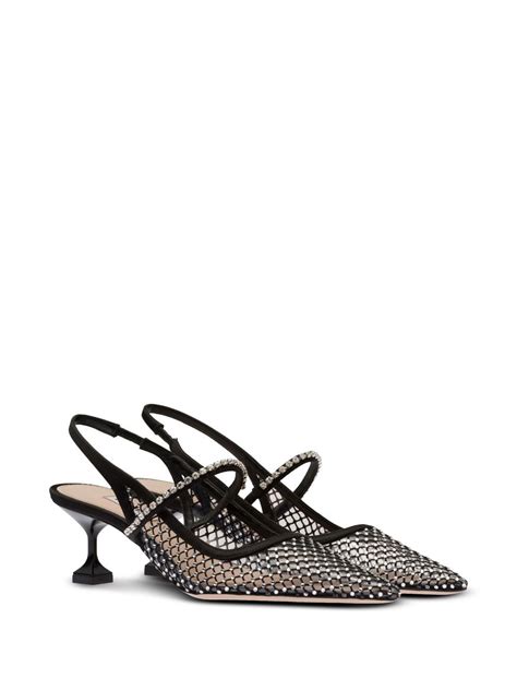 Miu Miu Slingback Pumps Aus Mesh Farfetch