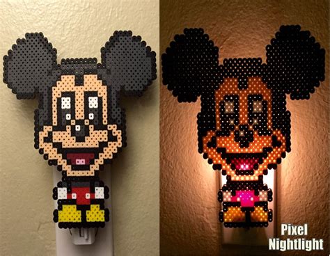 Mickey Mouse Disney Inspired Nightlight Perler Beads By Pixelnightlight