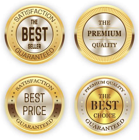 Shiny Round Golden Certification Icons Free Vector In Adobe Illustrator