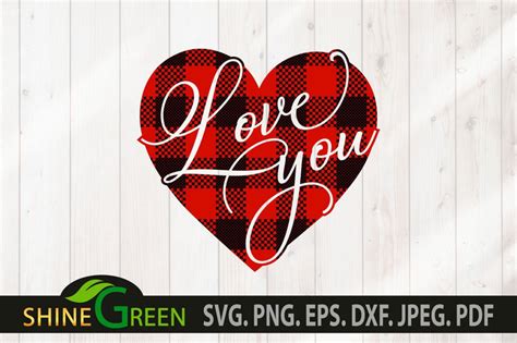 Valentines Svg Love You Buffalo Plaid Heart Svg So Fontsy