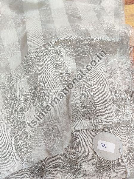 Dyeable Pure Silver Tissue Silk With Chanderi Silk Checks Weave Fabric