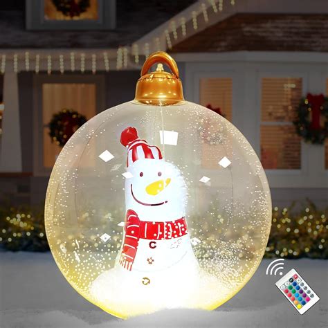 HLJS 60cm Aufblasbare Weihnachtskugeln PVC Weihnachtskugel Mit LED