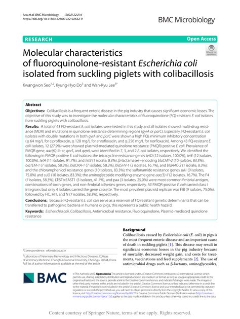 PDF Molecular Characteristics Of Fluoroquinolone Resistant