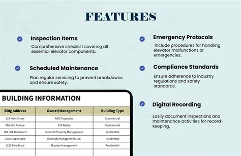 Elevator Maintenance Checklist Template In Excel Google Sheets