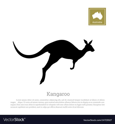 Black Silhouette Of Jumping Kangaroo Royalty Free Vector