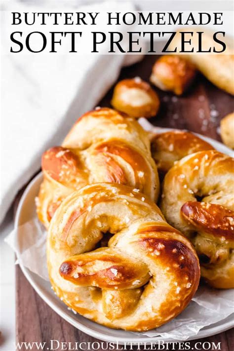 Buttery Homemade Soft Pretzels On A White Plate