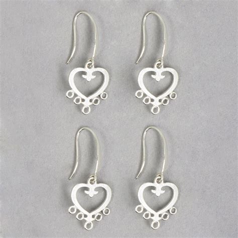 925 Sterling Silver Heart Chandelier Earring Findings Approx 18x15mm