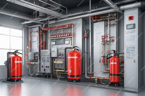 Premium Photo | Fire extinguishing system service concept industrial ...