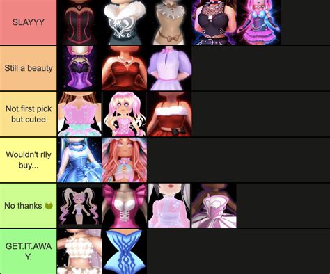 MY Royale high bodice tier list : r/RoyaleHigh_Roblox