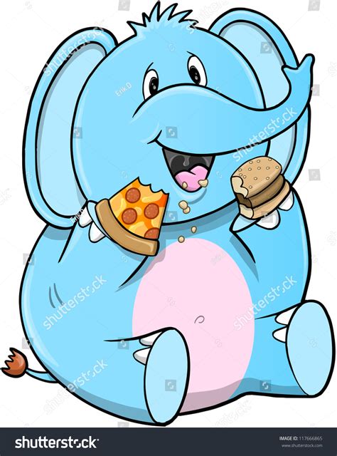 Cute Eating Elephant Vector 117666865 Shutterstock