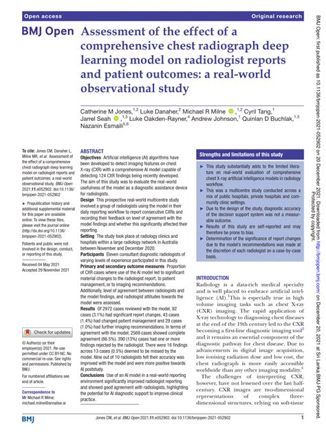 Pdf Assessment Of The Effect Of A Comprehensive Chest Radiograph Deep