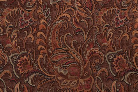 Yards Danegeld Woven Chenille Tapestry Upholstery Fabric In Chestnut