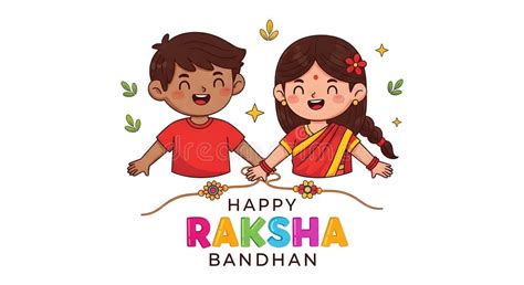 cute cartoon illustration  brother  sister celebrating raksha