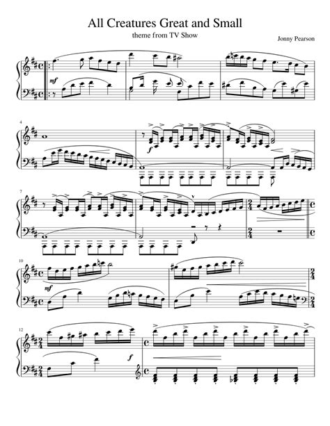 All Creatures Great and Small theme (YEP!) sheet music for Piano download free in PDF or MIDI