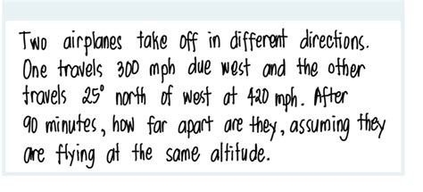 Solved Two Airplanes Take Off In Different Directions One Travels