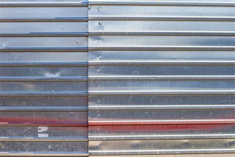 Metal Building Fence. Galvanized, Corrugated Stock Photo - Image of ...