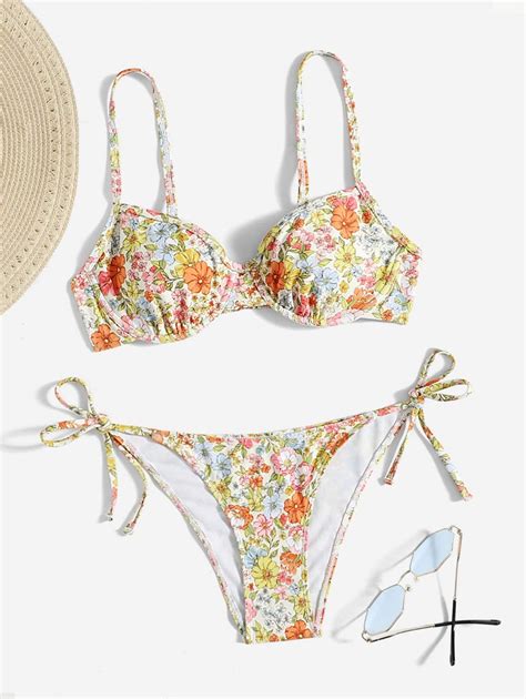 Romwe Hippie X Gabiciamp Floral Print Underwire Bikini Swimsuit Shein