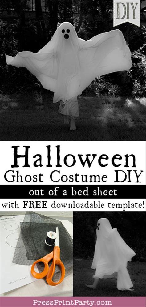 Halloween Ghost Costume DIY (Bed Sheet Ghost) - Press Print Party ...