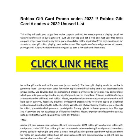 Roblox Gift Card Promo codes 2022.pdf | DocDroid