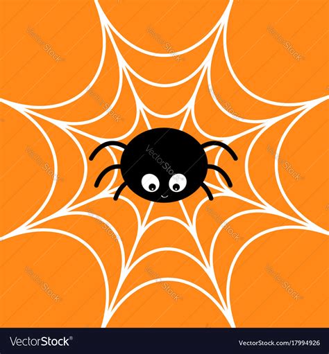 Spider on the web cobweb white cute cartoon baby Vector Image