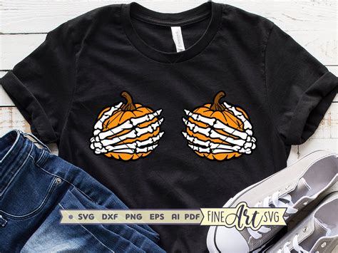 Pumpkin Boobie Svg Skeleton Hands Svg Funny Halloween Svg Etsy