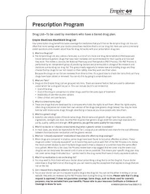 Fillable Online Prescription Program Drug List To Be Used By Members