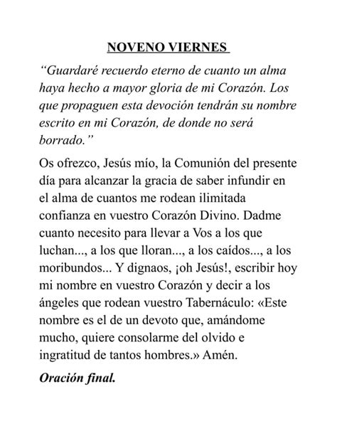 Nueve Primeros Viernes De Mes Al Sagrado Corazon De Jesus Pdf