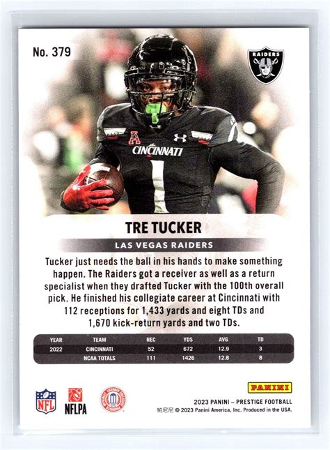 Panini Prestige Rookies Tre Tucker Las Vegas Raiders Rc Ebay