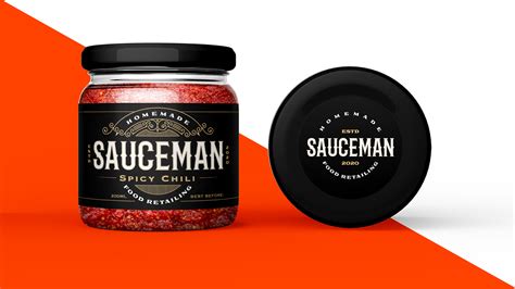 Sauceman Home Made Sauce Jar Label Design On Behance