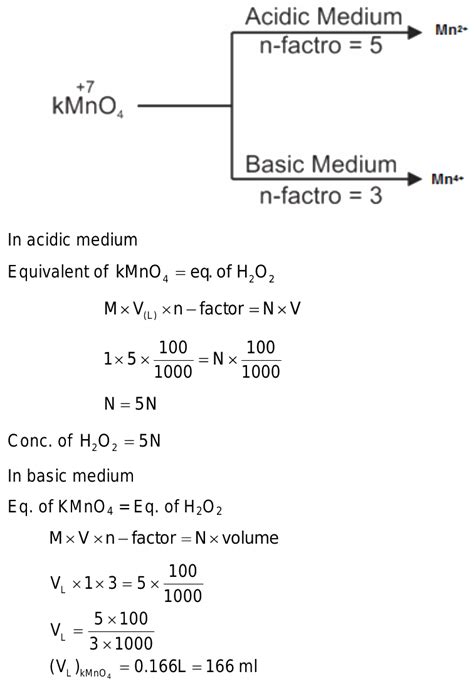 Ml Of M Kmno Oxidised Ml H O In Acidic Calculate The