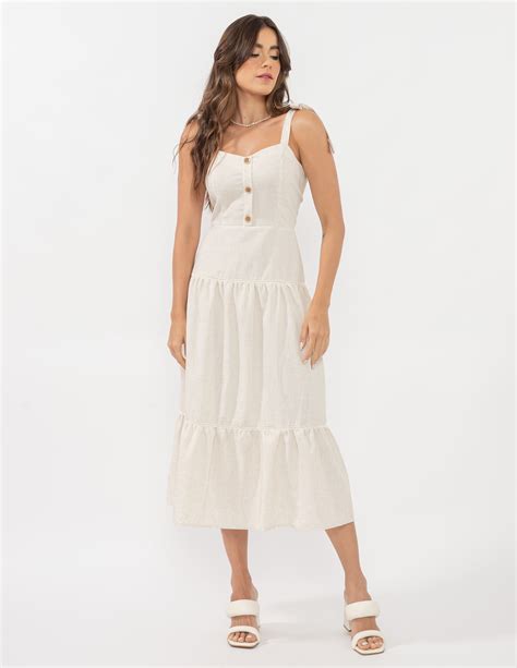 Vestido Linho Midi Branco Sangue Latino