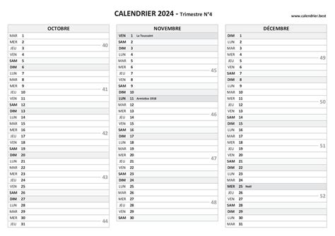 Calendrier à Imprimer Dernier Trimestre 2024 Hatti Koralle