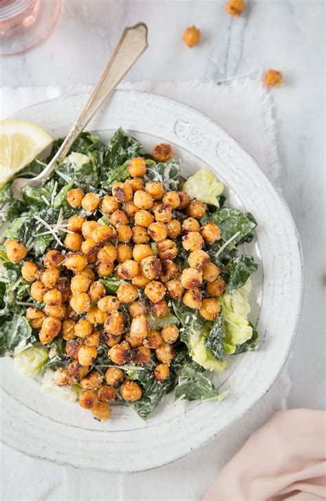 Kale Caesar Salad With Parmesan Roasted Chickpeas Simple Healthy