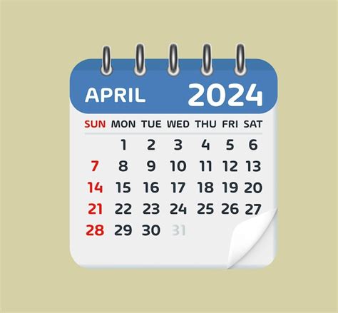 Calendario 2024 Foglia Calendario Aprile 2024 In Stile Piatto Vettore