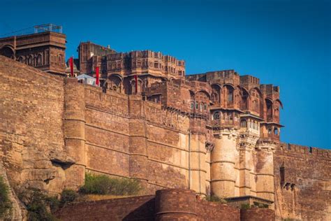 Mehrangarh Fort Wall Exterior Architecture Details and Carvings. Stock Photo - Image of history ...