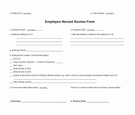 Employee Personnel File Template