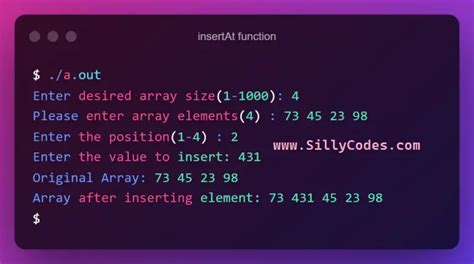 Insert Element In Array In C Language Sillycodes