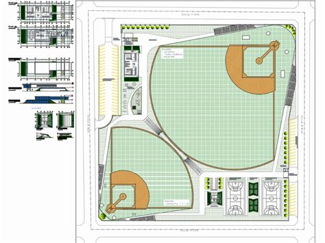 Baseball Sports Center In Autocad Download Cad Free 3 59 Mb Bibliocad