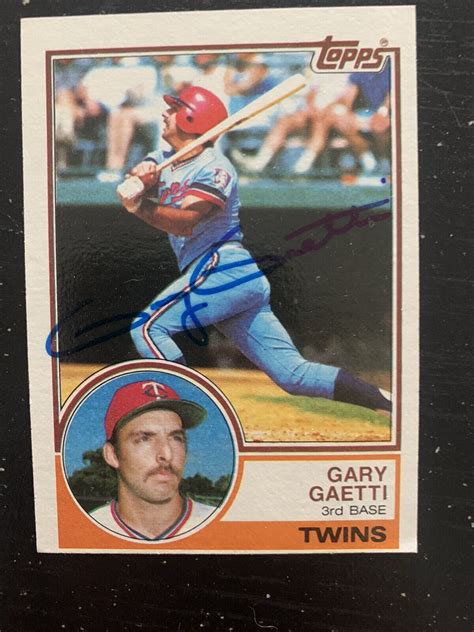 Gary Gaetti Autographed Baseball Card Minnesota Twins Topps