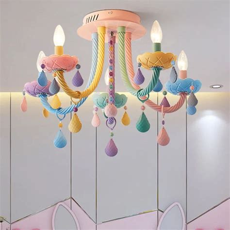 Macaron Candelabra Semi Flush Mount Ceiling Light With 5 6 Metal Light