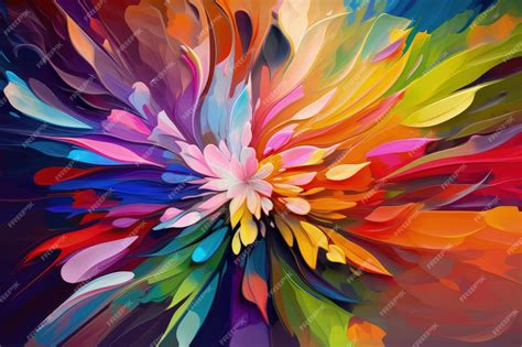 Premium Ai Image A Painting Of A Colorful Flower On A Black Background Generative Ai