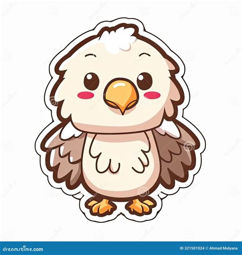 Cute Cartoon Eagle With Blushing Cheeks Sticker Generated With AI Stock ...