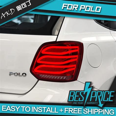 AKD Tuning Cars Tail Lights For VW POLO 2011 2017 Taillights LED DRL