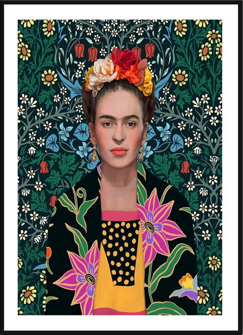 Plakat Obraz Frida Kahlo Na Kwiatowym Tle 21x30 Cm Posterstory Pl