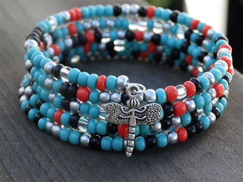 Navajo Inspired Beaded Bracelet With Dragonfly Charm