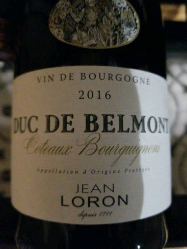 2016 Jean Loron Duc De Belmont Coteaux Bourguignon Rouge Vivino US