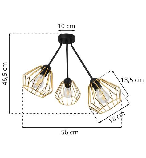 Lampa Sufitowa Trio Santos Loft Druciak Metalowa Konstrukcja Z Oto